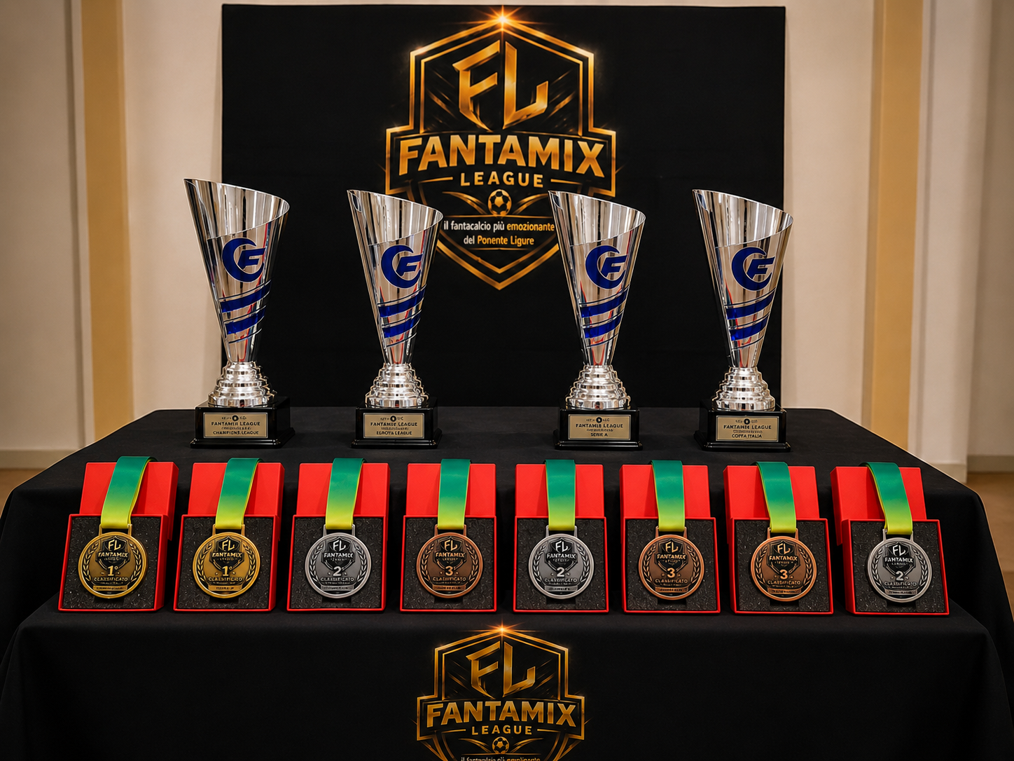 Coppe e medaglie consegnate ai vincitori della Fantamix League